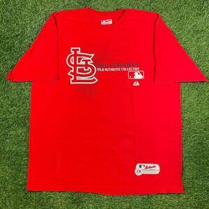 St. Louis Cardinals 2011 Playoffs MLB Majestic Red T-Shirt Men's Size XL
